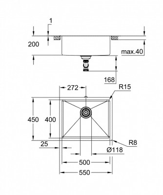 Мойка GROHE K700U 60-S 54.4/44.4 1.0 Undermount, нержавеющая сталь (31574SD1)