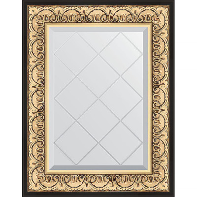 Зеркало настенное Evoform ExclusiveG 77х60 BY 4036 с гравировкой в багетной раме Барокко золото 106 мм
