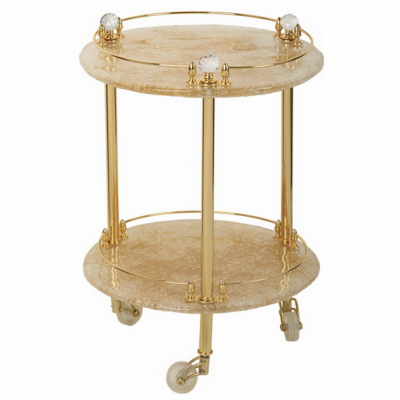MIGLIORE Cristalia SWAROVSKI 16850 столик на колесиках со стеклом Cristalia, золото