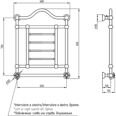 Электрический полотенцесушитель Migliore Edward 85x68 L 20312 хром лесенка