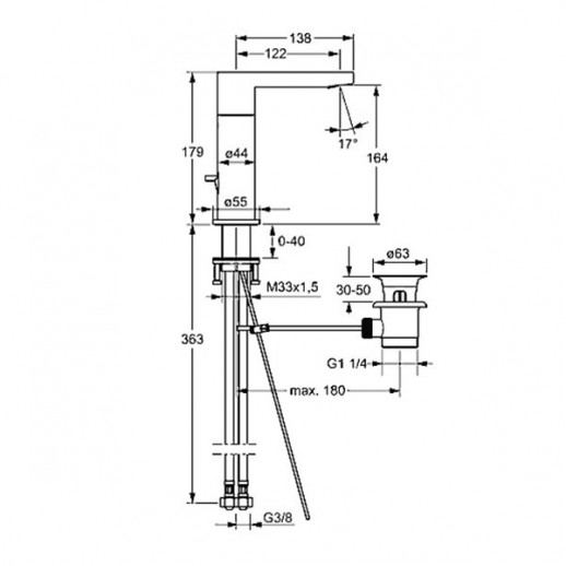 Hansa Stela 57152201 смеситель для раковины с д/к, хром