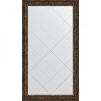 Зеркало настенное Evoform ExclusiveG Floor 207х117 BY 6380 с гравировкой в багетной раме Состаренное дерево с орнаментом 120 мм