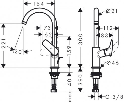 Hansgrohe Logis 71130000 смеситель для раковины с д/к, хром