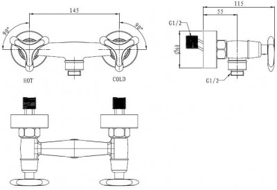 Смеситель для душа Kaiser Trio 57077, хром