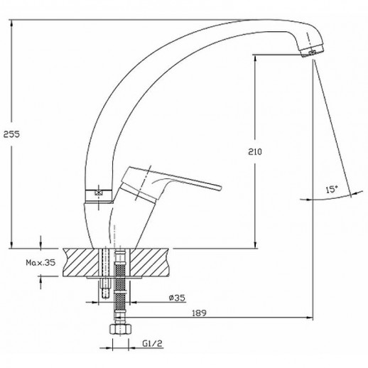 Однорычажный смеситель для кухни Haiba HB4116 с поворотным изливом (латунь) хром