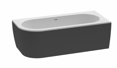 Акриловая ванна угловая правосторонняя чёрная фронтальная панель CEZARES SLIM CORNER-180-80-60-R-NERO-SET, Белый/чёрный