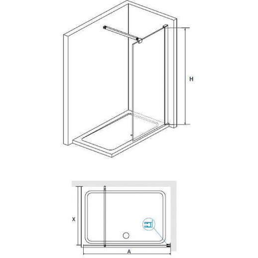 Душевая перегородка RGW Walk In WA-001 80 351000108-11 прозрачная профиль хром