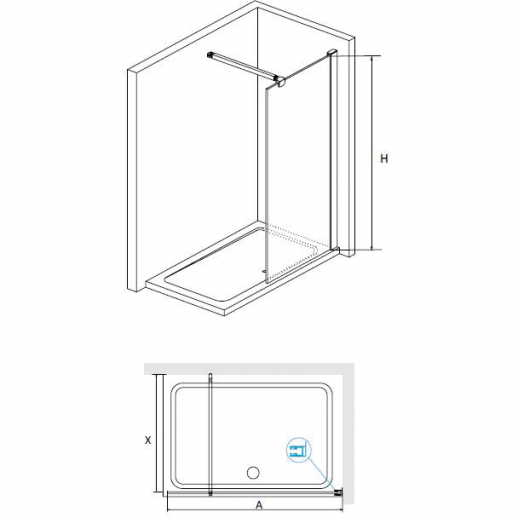 Душевая перегородка RGW Walk In WA-001 80 351000108-11 прозрачная профиль хром