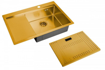 Мойка прямоугольная ZorG MASTER ZM N-7852-R BRONZE с накладкой (чаша справа) 78х52х20 бронза