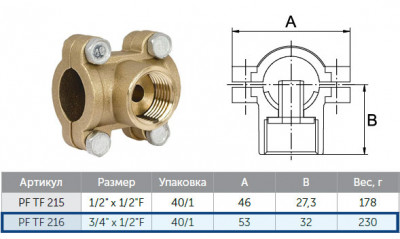 Водоотвод ProFactor PF TF 216 ¾"×½" (хомут/врезка)