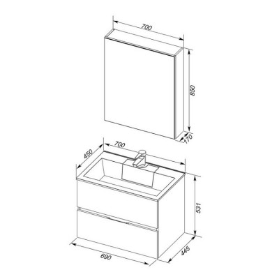 Aquanet Алвита 60 00184619 комплект мебели, белый