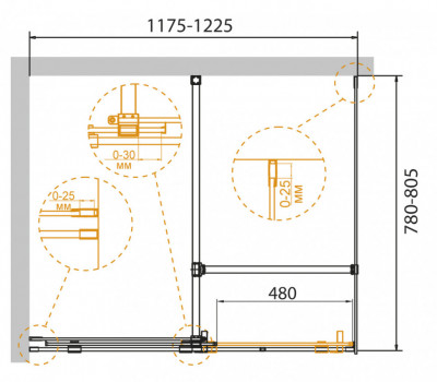 Душевой уголок CEZARES STREAM-AH-1-120/80-C-Cr