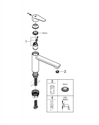 Смеситель для кухонной мойки GROHE BauEdge, хром (31693000)