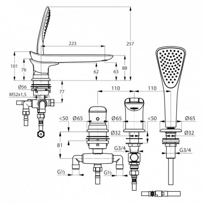 Kludi Ambienta 534470575 смеситель на борт ванны, хром