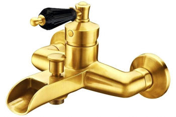 Смеситель Boheme Vogue Oro 213-BSW для ванны золото / ручка черные кристаллы Swarovski