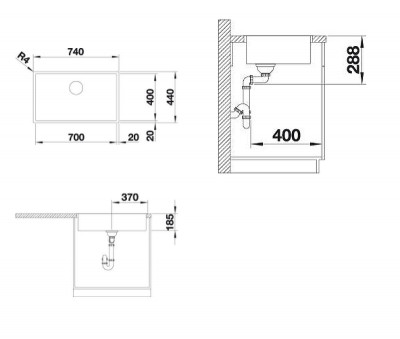 Мойка для кухни Blanco Zerox 700-IF 526246 темная нерж сталь прямоугольная