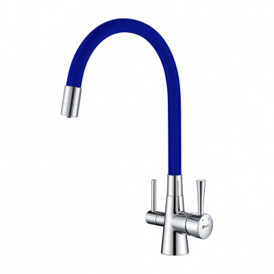 Смеситель Lemark Comfort (LM3075C-Blue) для кухни с подключением к фильтру с питьевой водой латунь хром | синий