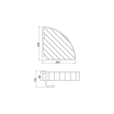 VERAGIO Gifortes Cromo BASKET VR.GFT-9055.CR полка-решетка угловая с крючком, хром