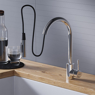 Кухонный смеситель Dorff Logic D3007500 хром с выдвижным изливом