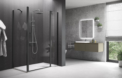 Душевая дверь Novellini Young 120 Y22P117-1H пр-ль черный матовый стекло прозрачное