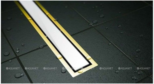 Душевой лоток Pestan Confluo Premium Gold White Glass Line 13100091, 650мм  Нержавеющая сталь / Пластик / Стекло