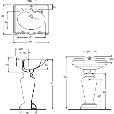Раковина Migliore Impero 60 20788 белая прямоугольная