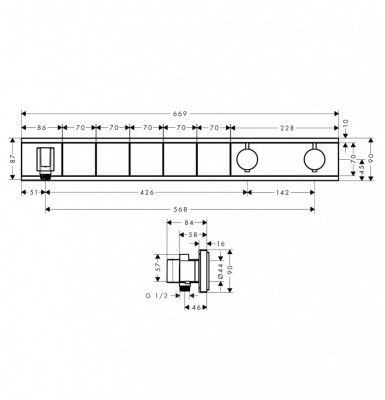 Термостатический смеситель для ванны 15358000 Hansgrohe RainSelect (хром)