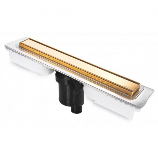 Желоб BERGES водосток В1 Keramik 600, золото глянец, S-сифон D50/105 H50 вертикальный