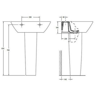Gala Jazz 28430(72888) пьедестал для раковины, белый