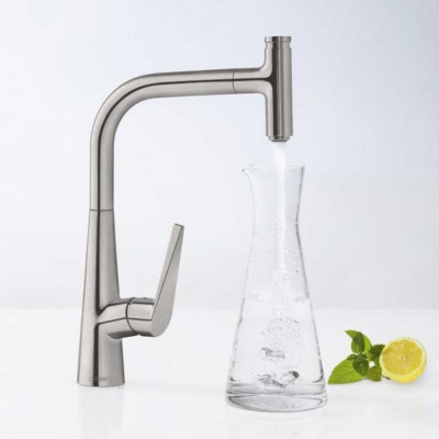Смеситель для кухни с вытяжным изливом Hansgrohe Talis M51 73853800 (нерж. сталь)