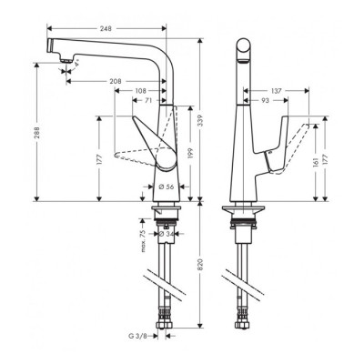 Смеситель для кухни с вытяжным изливом Hansgrohe Talis M51 73853800 (нерж. сталь)