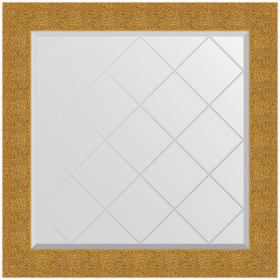 Зеркало настенное Evoform ExclusiveG 86х86 BY 4323 с гравировкой в багетной раме Чеканка золотая 90 мм