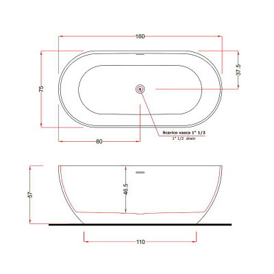Ванна из искусственного камня Gruppo Treesse Clivia 160x75 V446BO овальная