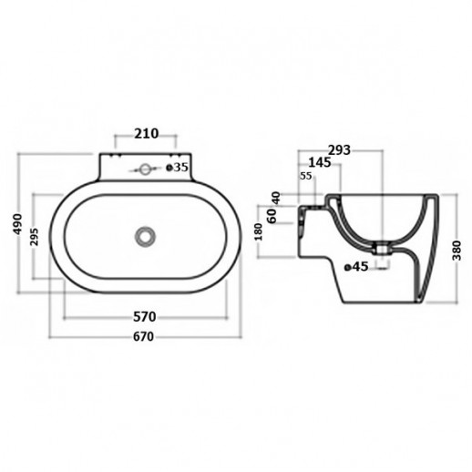 CERAMICA ALA WAVE WAVWB670 раковина, 67 см х 49 см