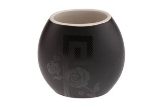 Стакан для зубной пасты Primanova черный с розами, Elmas, 9,5х5, 8х9, 8 см керамика D-14363