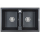 Кухонная мойка кварц Paulmark Zwilling PM238150-BLM черный прямоугольная 2 чаши  (PM238150-BLM)