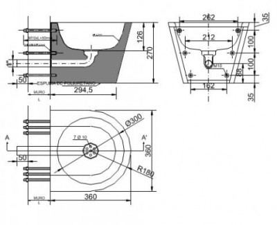 Угловая округлая матовая раковина с антивандальными крпелениями с правой стороны Nofer 13036.PR.S
