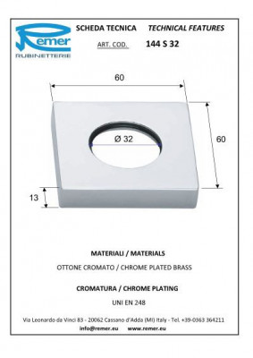 Отражатель Remer RR 144 S 32 O32 мм, хром