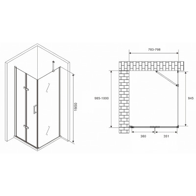 Душевой уголок Abber Zart 80x100 AG08080P-S101 п-ль хром стекло прозрачное