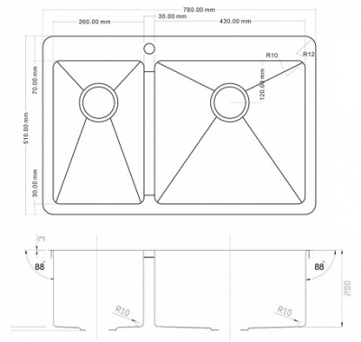 Zorg Inox R 78-2-51-R кухонная мойка, нержавеющая сталь