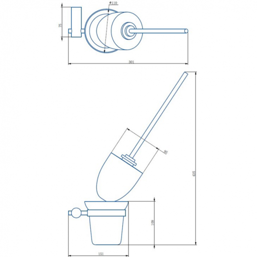 Ершик для унитаза Haiba HB8410-4 (нерж сталь стекло) бронза