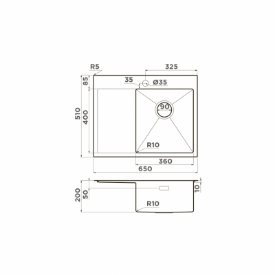 Мойка OMOIKIRI AKISAME 65-GM-R нерж.сталь прямоугольная 650x510 (4973098)
