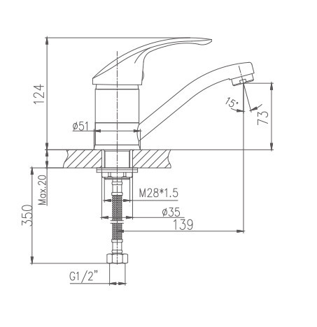 Смеситель для раковины Haiba HB4521-2 (латунь) хром