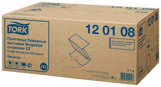 Tork листовые полотенца Singlefold сложения ZZ 1 сл белые 250 шт бумажные