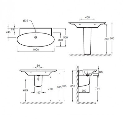 JACOB DELAFON Presquile E4436-00 раковина-столешница 100 см х 50 см, белая