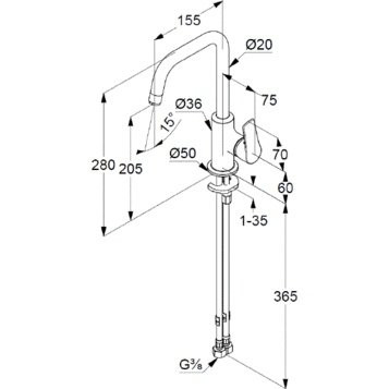 Смеситель для раковины (высокий) KLUDI Pure & Solid хром 340240575