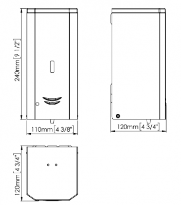 Диспенсер пены Mediclinics DJF0038AB настенный, автоматический, объем: 1 л, нержавеющая сталь, цвет: матовый черный