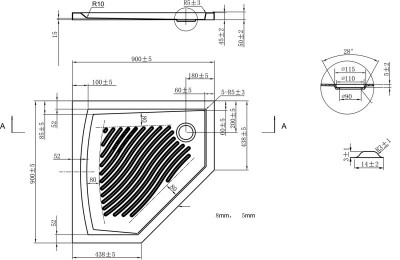 Поддон BRAVAT 900х900х160 (P39B), белый