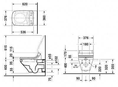 DURAVIT DuraStyle 2537590000 унитаз подвесной, белый Alpin