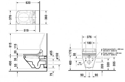 DURAVIT DuraStyle 2537590000 унитаз подвесной, белый Alpin